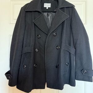 Fashion Bug Black Wool Blend Pea Coat